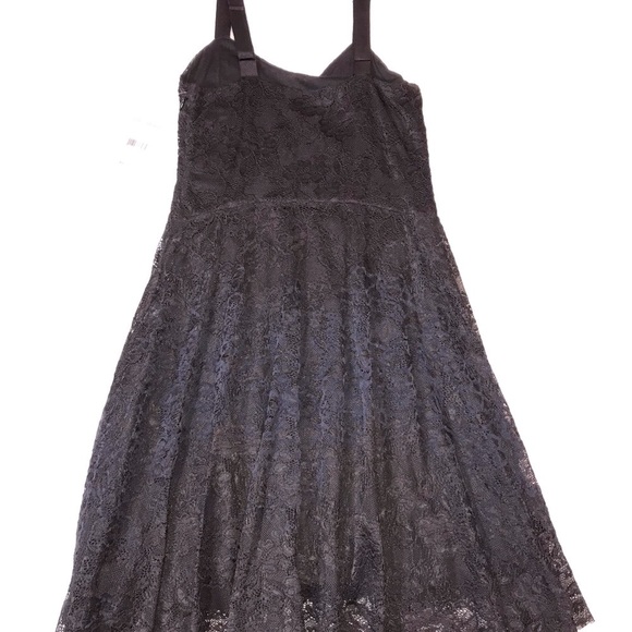 NEW Free People Black Lace Dress with Flocked Navy Blue Velvet Size XS - Picture 8 of 15